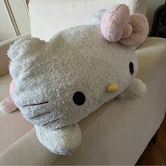 Vintage Hello Kitty Laying Tootsie Roll Pillow 20x10 Hong Kong Saito Sanrio - Picture 1 of 13